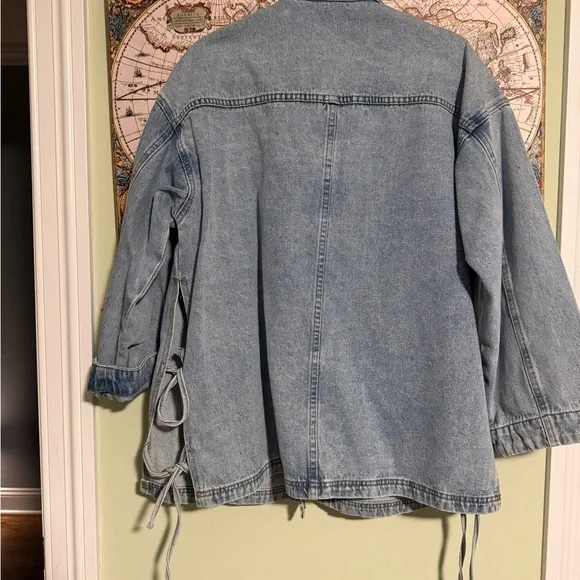 Side Tie Jean Chore Jacket - Picture 10 of 11